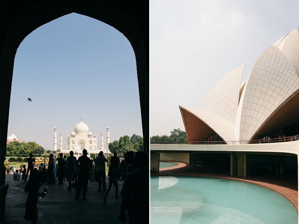 Left: Taj Mahal, Agra Right: Lotus Temple, New Delhi